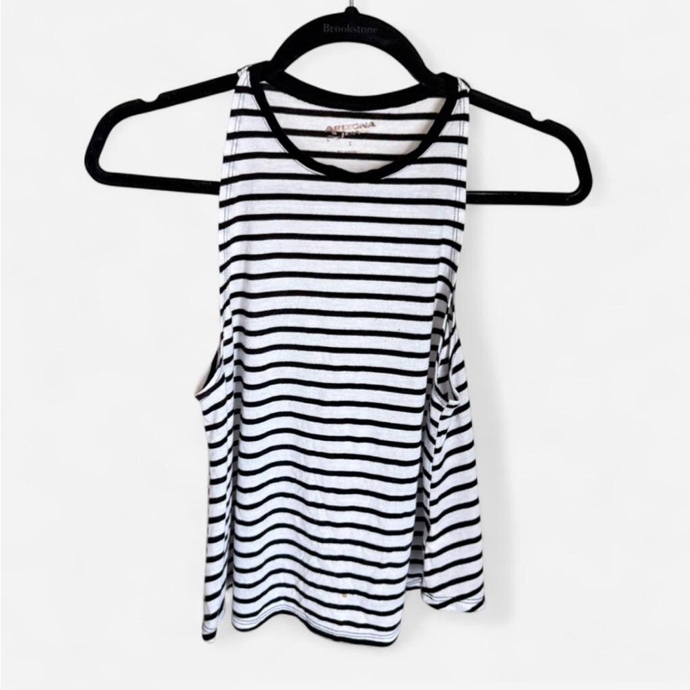 Arizona Jean Company Black and White Striped Tank Top
